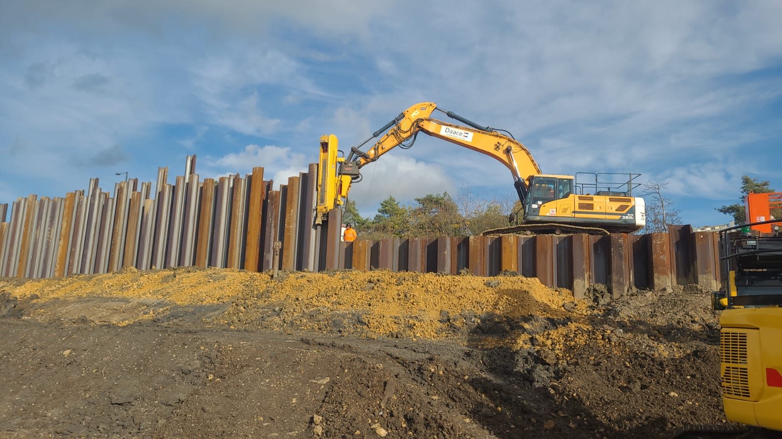 M5 Junction 9, Tewkesbury: roadside sheet piling works, photograph 11 of 11