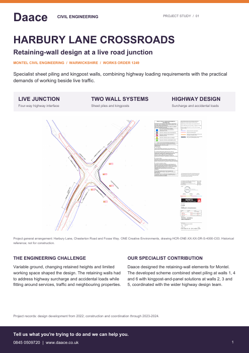 First page of the Harbury Lane project overview document