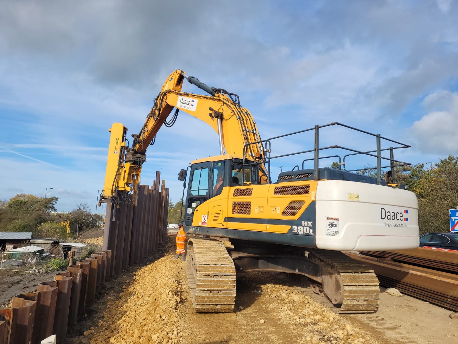 M5 Junction 9, Tewkesbury: roadside sheet piling works, photograph 9 of 11