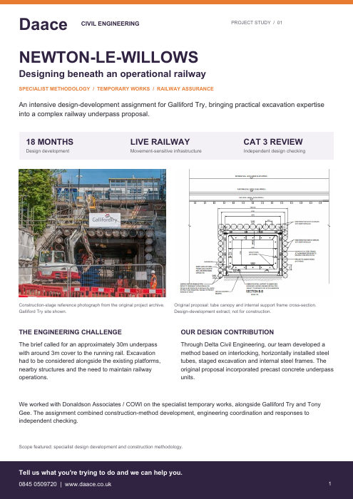 First page of the Newton-le-Willows project overview document