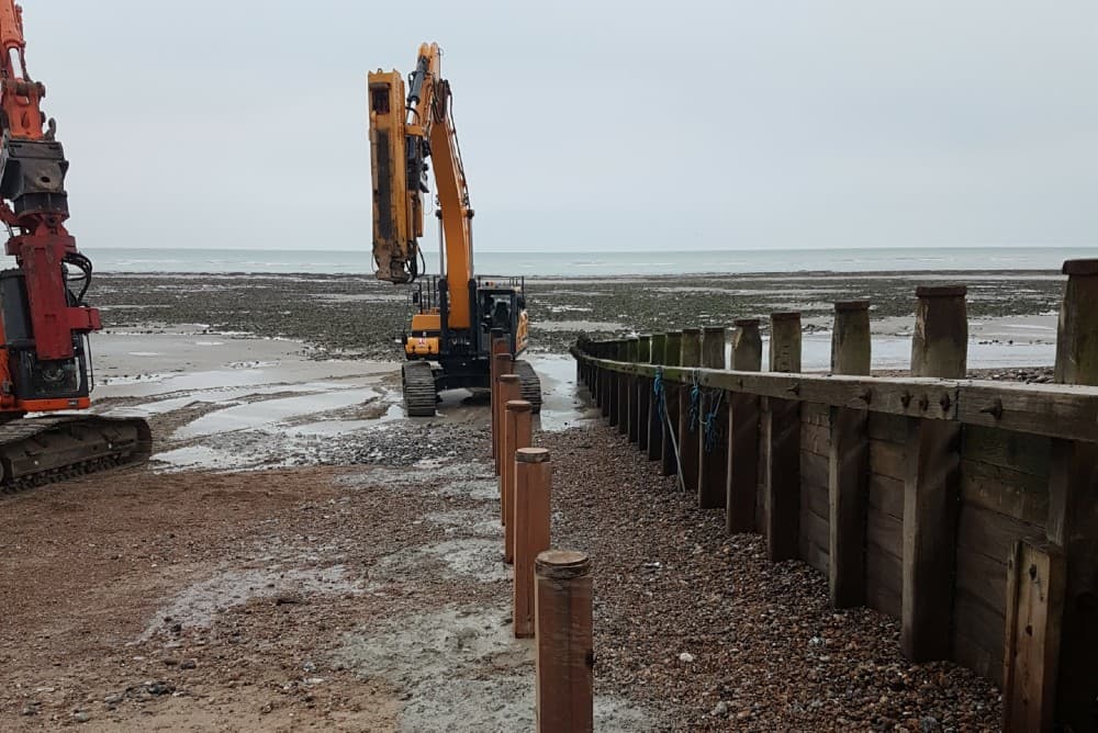 Timber piles and beach work